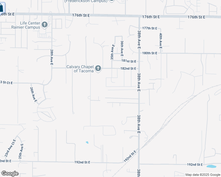 map of restaurants, bars, coffee shops, grocery stores, and more near 3502 182nd Street East in Tacoma