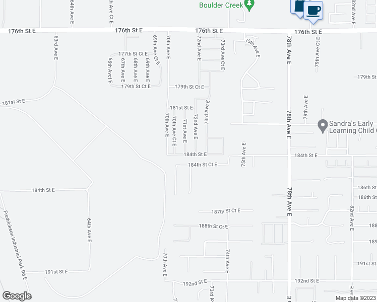 map of restaurants, bars, coffee shops, grocery stores, and more near 18342 72nd Avenue East in Puyallup