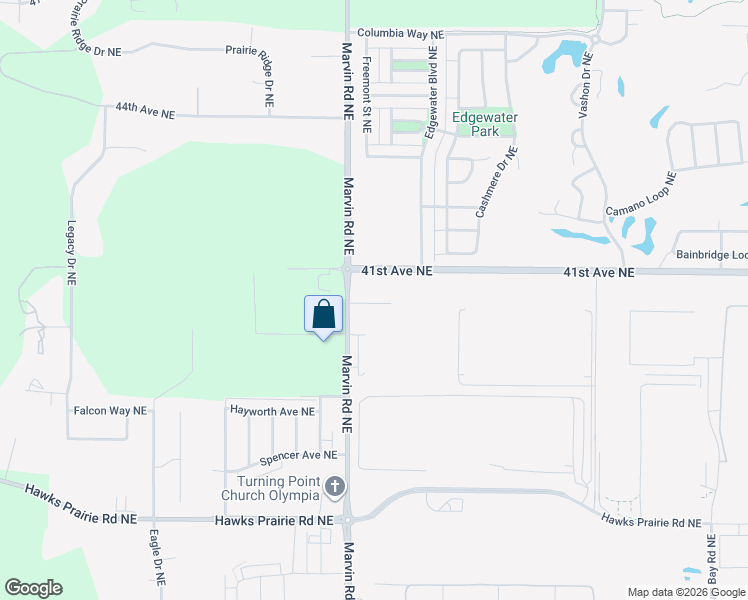 map of restaurants, bars, coffee shops, grocery stores, and more near 4040 Marvin Road Northeast in Lacey