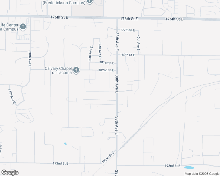 map of restaurants, bars, coffee shops, grocery stores, and more near 3614 182nd Street East in Tacoma
