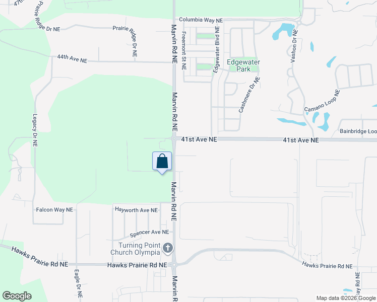 map of restaurants, bars, coffee shops, grocery stores, and more near 4040 Marvin Road Northeast in Lacey