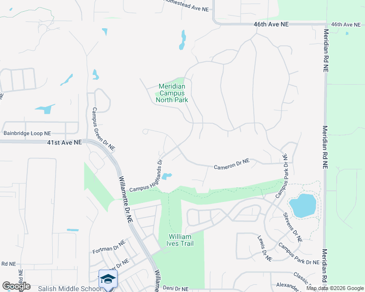 map of restaurants, bars, coffee shops, grocery stores, and more near 3990 Cameron Drive Northeast in Lacey