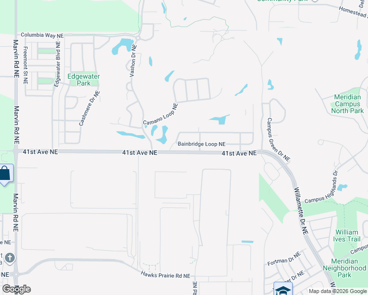 map of restaurants, bars, coffee shops, grocery stores, and more near 8204 Bainbridge Loop Northeast in Lacey