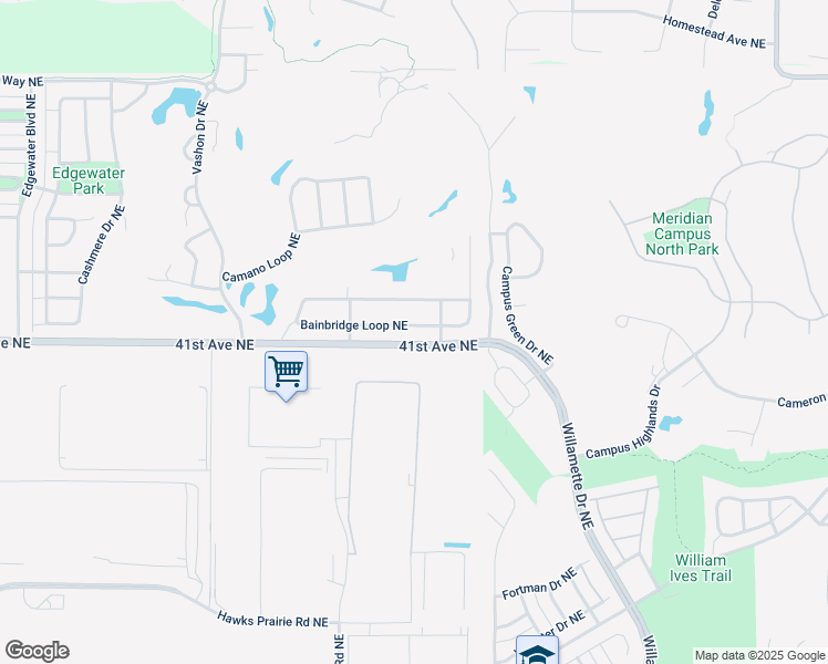map of restaurants, bars, coffee shops, grocery stores, and more near 8404 Bainbridge Loop Northeast in Lacey