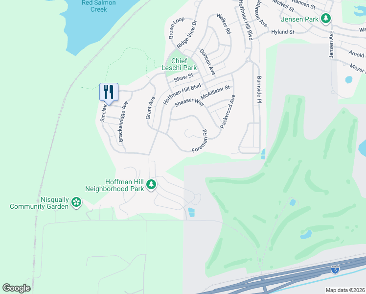 map of restaurants, bars, coffee shops, grocery stores, and more near 1332 Foreman Road in DuPont