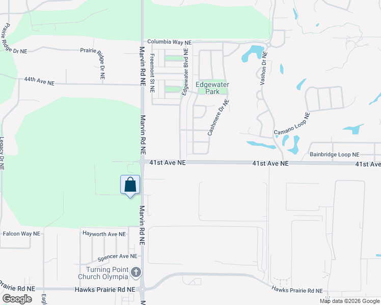 map of restaurants, bars, coffee shops, grocery stores, and more near 4115 McKinley Street Northeast in Lacey