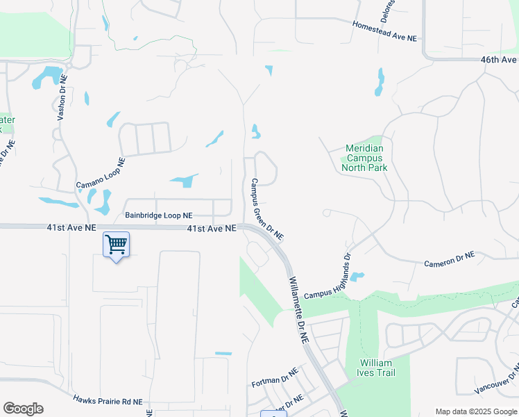 map of restaurants, bars, coffee shops, grocery stores, and more near 8601 Campus Green Court Northeast in Lacey