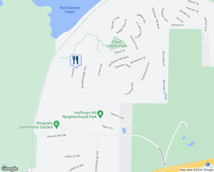 map of restaurants, bars, coffee shops, grocery stores, and more near 1303 Foreman Road in DuPont
