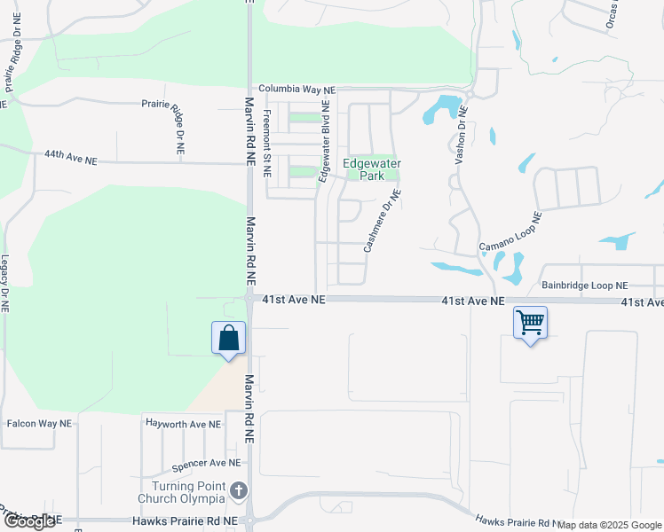 map of restaurants, bars, coffee shops, grocery stores, and more near 4139 McKinley Street Northeast in Lacey