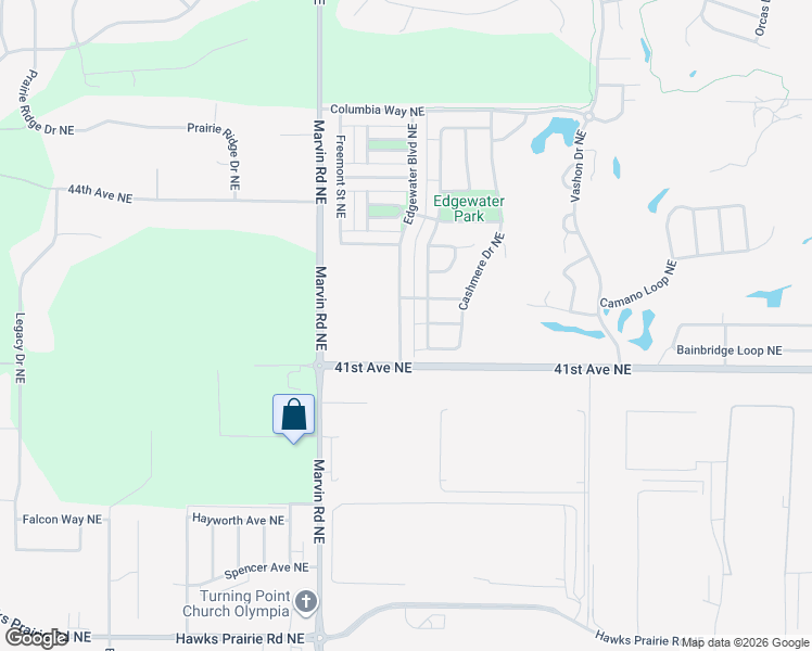 map of restaurants, bars, coffee shops, grocery stores, and more near 4144 Edgewater Boulevard Northeast in Lacey