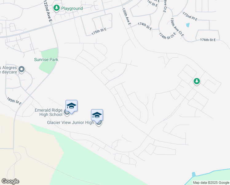 map of restaurants, bars, coffee shops, grocery stores, and more near 184TH Eastwood Avenue East in Puyallup