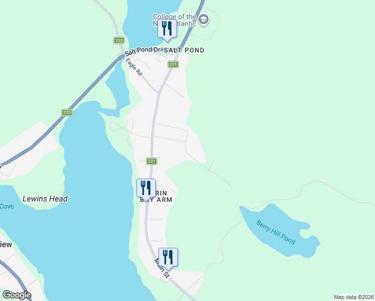 map of restaurants, bars, coffee shops, grocery stores, and more near 40 Augustus Dr. in Burin