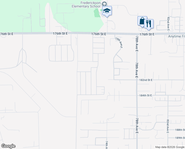 map of restaurants, bars, coffee shops, grocery stores, and more near 18208 72nd Avenue East in Puyallup