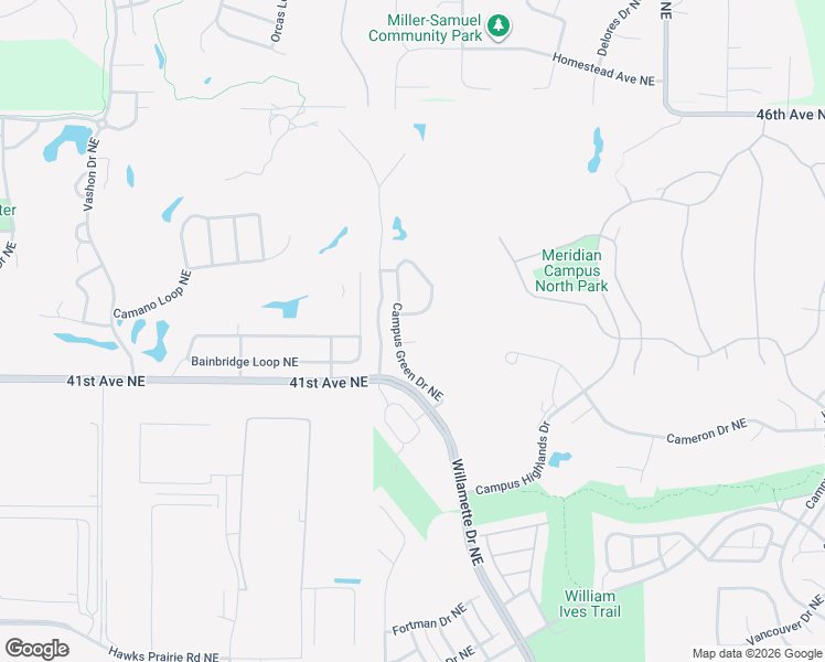 map of restaurants, bars, coffee shops, grocery stores, and more near 8601 Campus Green Court Northeast in Lacey