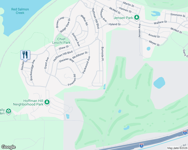 map of restaurants, bars, coffee shops, grocery stores, and more near 1222 Burnside Place in DuPont