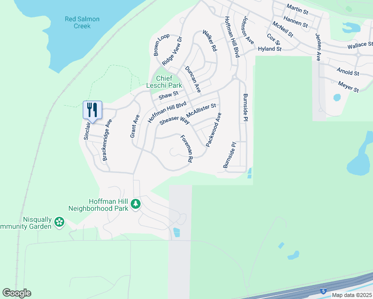 map of restaurants, bars, coffee shops, grocery stores, and more near 1360 Foreman Road in DuPont