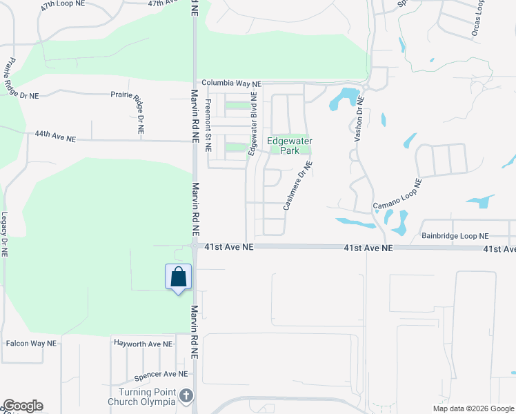 map of restaurants, bars, coffee shops, grocery stores, and more near 4205 McKinley Street Northeast in Lacey