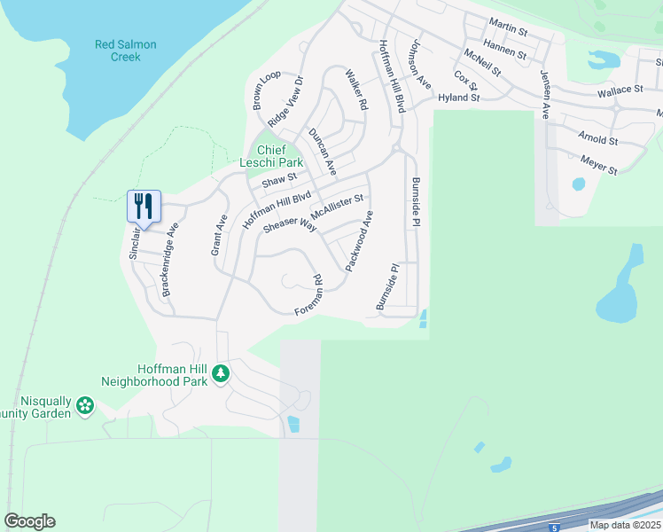 map of restaurants, bars, coffee shops, grocery stores, and more near 3077 Sheaser Way in DuPont
