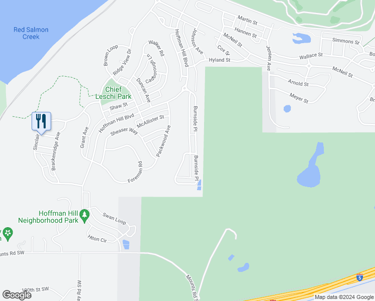 map of restaurants, bars, coffee shops, grocery stores, and more near 1216 Burnside Place in DuPont