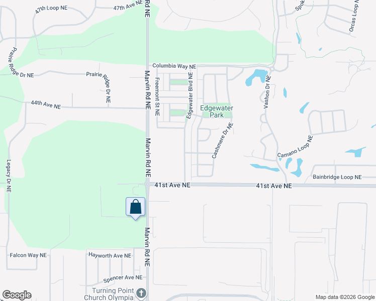 map of restaurants, bars, coffee shops, grocery stores, and more near 4200 Edgewater Boulevard Northeast in Lacey