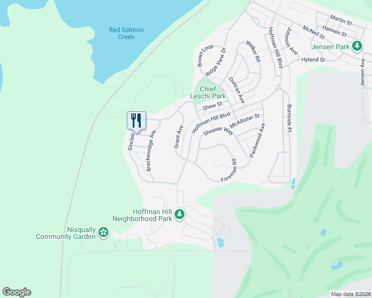 map of restaurants, bars, coffee shops, grocery stores, and more near 3240 Hoffman Hill Boulevard in DuPont