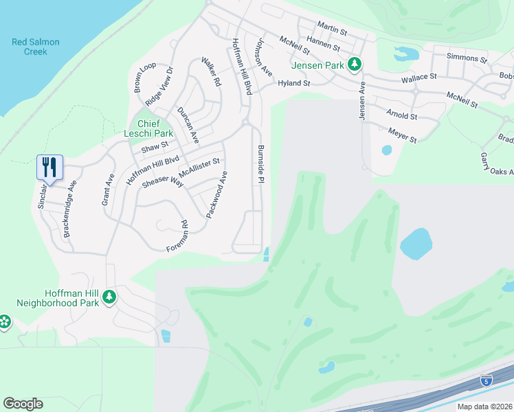map of restaurants, bars, coffee shops, grocery stores, and more near 1410 Burnside Place in DuPont