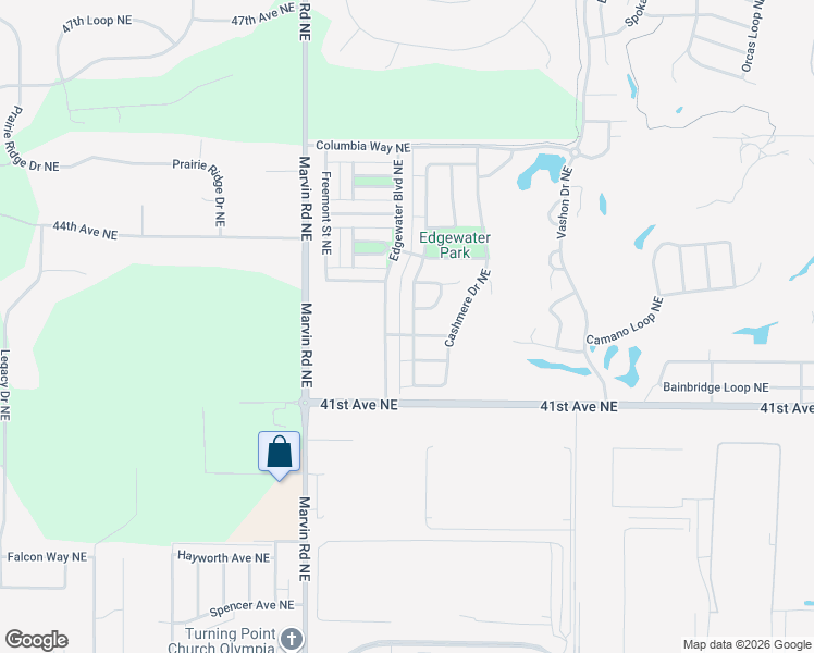 map of restaurants, bars, coffee shops, grocery stores, and more near 4205 McKinley Street Northeast in Lacey
