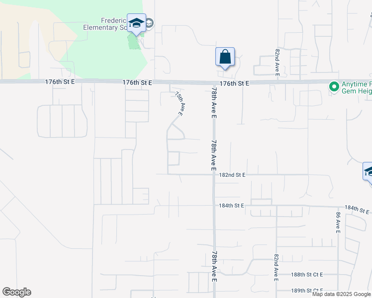 map of restaurants, bars, coffee shops, grocery stores, and more near 7701 181st Street East in Puyallup