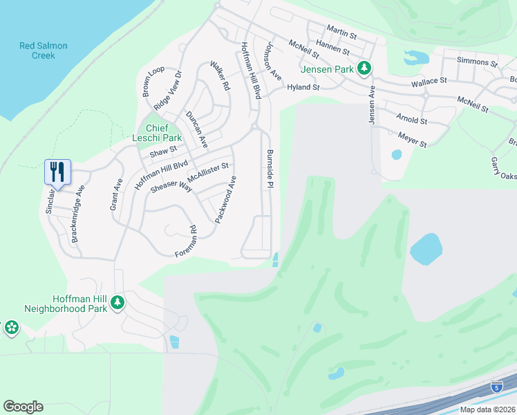 map of restaurants, bars, coffee shops, grocery stores, and more near 1212 Burnside Place in DuPont