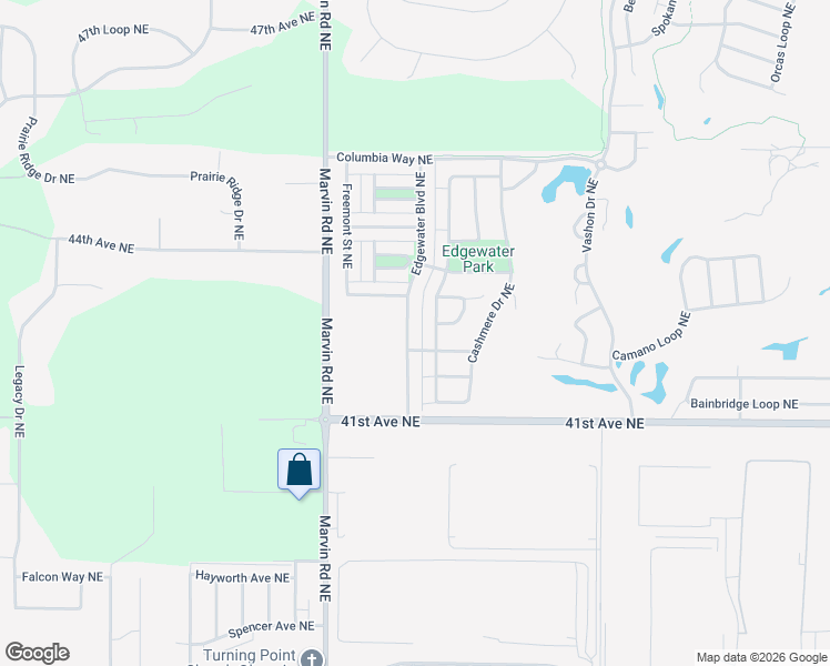 map of restaurants, bars, coffee shops, grocery stores, and more near 4216 Edgewater Boulevard Northeast in Lacey