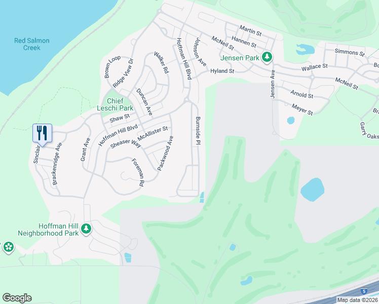 map of restaurants, bars, coffee shops, grocery stores, and more near 1216 Burnside Place in DuPont