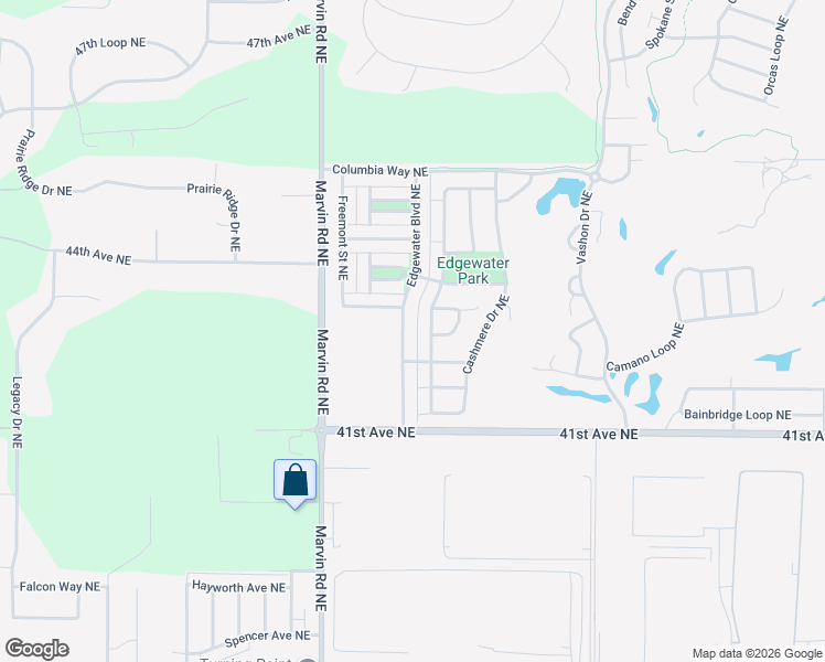 map of restaurants, bars, coffee shops, grocery stores, and more near 4232 Edgewater Boulevard Northeast in Lacey