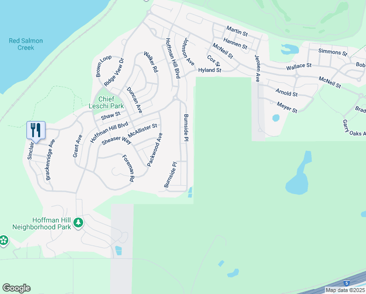 map of restaurants, bars, coffee shops, grocery stores, and more near 1216 Burnside Place in DuPont