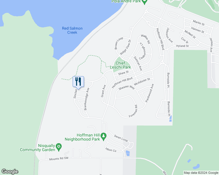 map of restaurants, bars, coffee shops, grocery stores, and more near 3220 Hoffman Hill Boulevard in DuPont