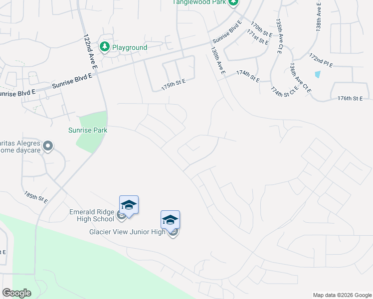 map of restaurants, bars, coffee shops, grocery stores, and more near 17712 128th Avenue Court East in Puyallup