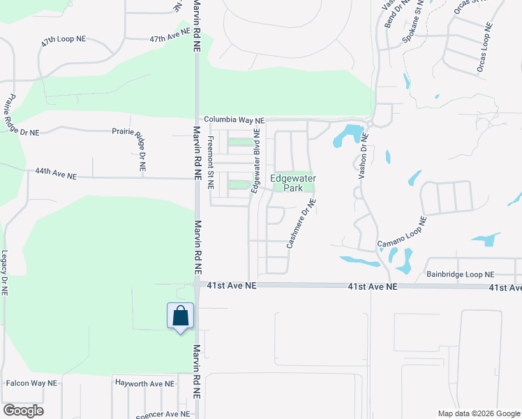 map of restaurants, bars, coffee shops, grocery stores, and more near 4315 McKinley Street Northeast in Lacey