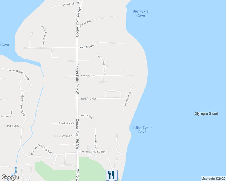 map of restaurants, bars, coffee shops, grocery stores, and more near 4311 Quail Run Loop Northwest in Olympia