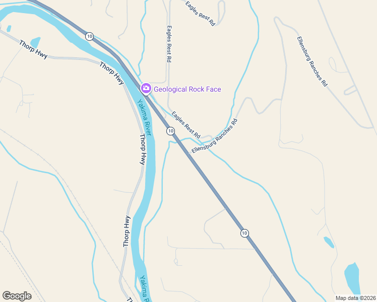 map of restaurants, bars, coffee shops, grocery stores, and more near 91 Ellensburg Ranches Road in Ellensburg