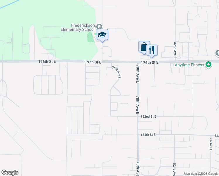 map of restaurants, bars, coffee shops, grocery stores, and more near 17808 75th Avenue East in Puyallup