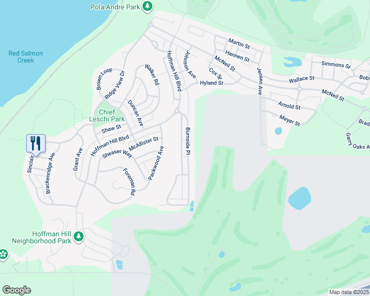 map of restaurants, bars, coffee shops, grocery stores, and more near 1543 Burnside Place in DuPont