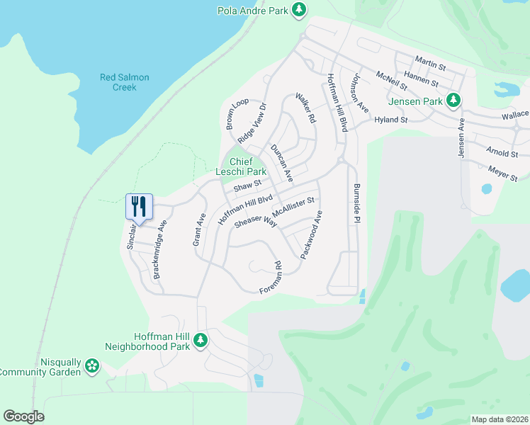 map of restaurants, bars, coffee shops, grocery stores, and more near 3120 Sheaser Way in DuPont