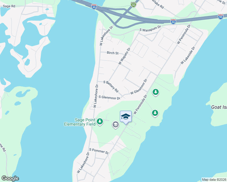map of restaurants, bars, coffee shops, grocery stores, and more near 536 South Battery Road in Moses Lake