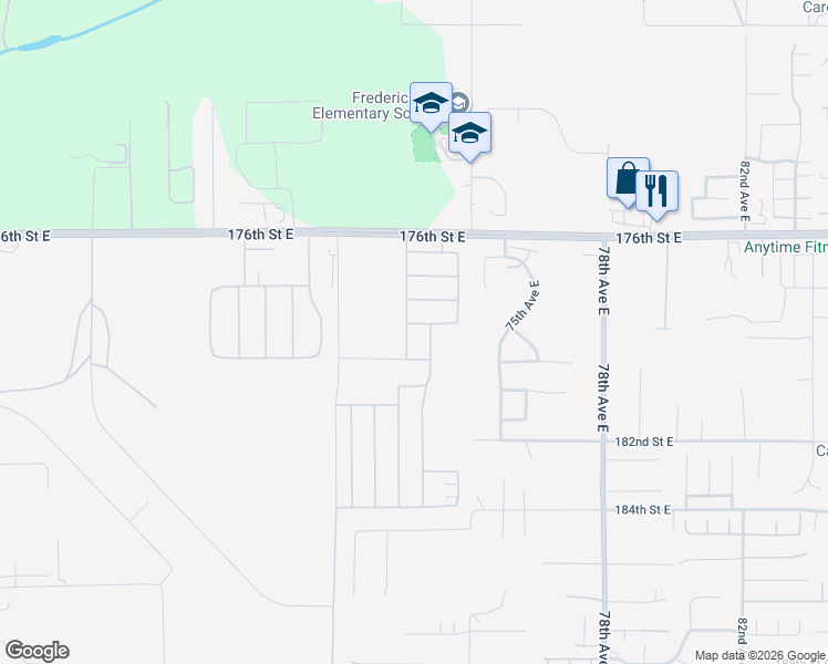 map of restaurants, bars, coffee shops, grocery stores, and more near 17820 73rd Avenue East in Puyallup