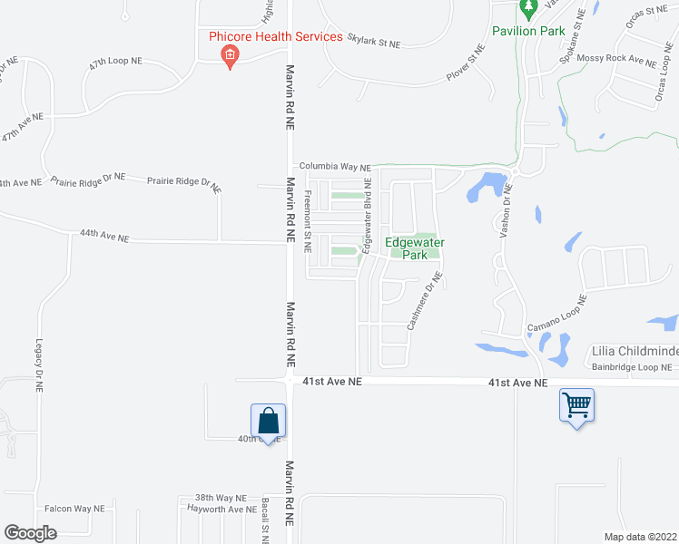 map of restaurants, bars, coffee shops, grocery stores, and more near 7608 Traditions Avenue Northeast in Lacey
