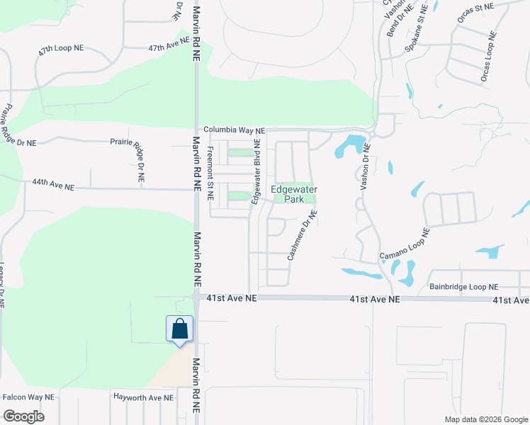 map of restaurants, bars, coffee shops, grocery stores, and more near 4311 McKinley Street Northeast in Lacey