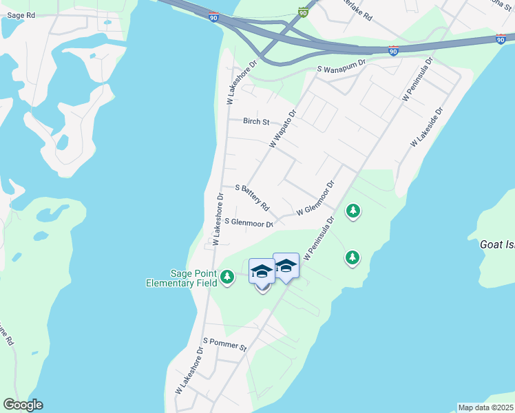 map of restaurants, bars, coffee shops, grocery stores, and more near 536 South Battery Road in Moses Lake