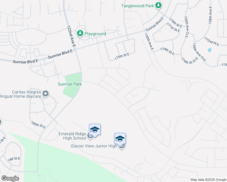 map of restaurants, bars, coffee shops, grocery stores, and more near 12614 179th Street East in South Hill