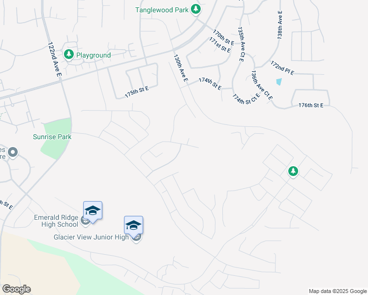 map of restaurants, bars, coffee shops, grocery stores, and more near 17857 130th Avenue East in Puyallup
