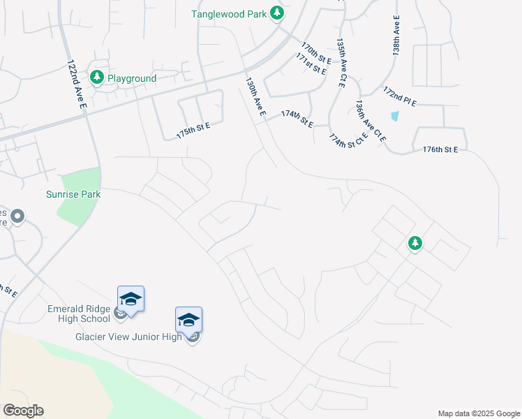 map of restaurants, bars, coffee shops, grocery stores, and more near 17857 130th Avenue East in Puyallup