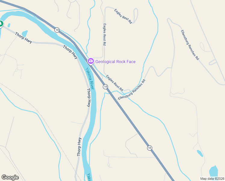 map of restaurants, bars, coffee shops, grocery stores, and more near 91 Ellensburg Ranches Road in Ellensburg